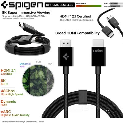 SPIGEN 2M HDMI 2.1 Certified PowerArc ArcWire PB2001 Cable