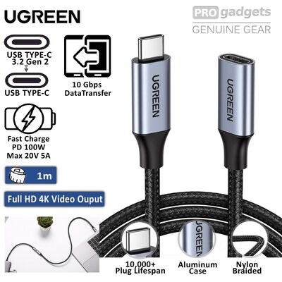 UGREEN 1m USB C 3.2 Gen 2 Male to USB C Female Extension Cable