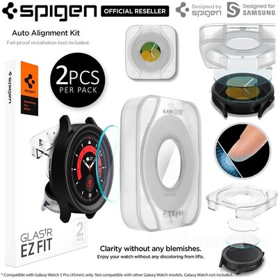 SPIGEN GLAS.tR EZ Fit 2PCS Glass Screen Protector for Galaxy Watch 5 Pro 45mm