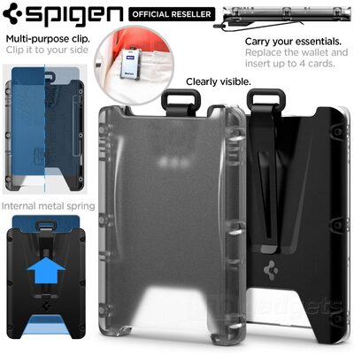 SPIGEN RFID Badge Holder 4-Card Wallet with Polycarbonate Clip for Universal