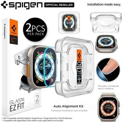 SPIGEN Glas.tR EZ Fit Glass Screen Protector 2PCS for Apple Watch Ultra 2 / 1 (49mm)