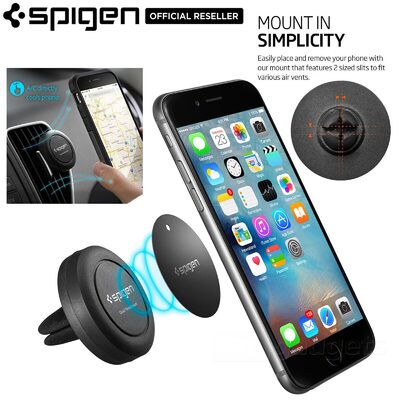Car Mount Cradle Holder, Genuine Spigen Air Vent Magnetic for iPhone / Galaxy