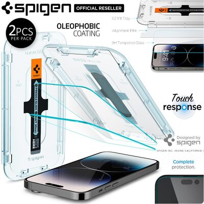 SPIGEN GLAS.tR EZ Fit (Sensor Protection) 2PCS Glass Screen Protector for iPhone 14 Pro (6.1-inch)