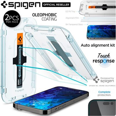 SPIGEN GLAS.tR EZ Fit (Sensor Protection) 2PCS Glass Screen Protector for iPhone 14 Pro Max (6.7-inch)