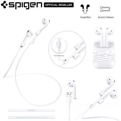 AirPods 2/1 Cable Connector, Genuine Spigen AIRPODS STRAP Wire for iPhone 11/Pro/XR/XS/Max/8/ 8 Plus & 7/ 7 Plus 