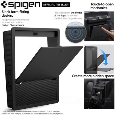 SPIGEN TO221 Center Console Hidden Storage Box for Tesla Model 3 / Y