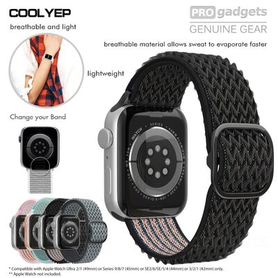 Coolyep Nylon Elastic Solo Loop Fit (49/45/44/42mm) Band for Apple Watch Series Ultra 2/1/9/8/SE2/7/6/SE/5/4/3/2/1
