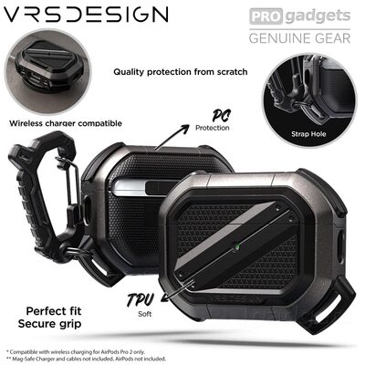 VRS DESIGN Terra Guard Ultimate Case for AirPods Pro 2 (2022/2023) (USB-C/Lightening Cable)