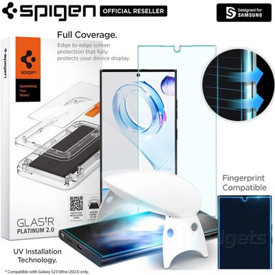 SPIGEN Glass Platinum Tray UV Screen Protector for Galaxy S23 Ultra