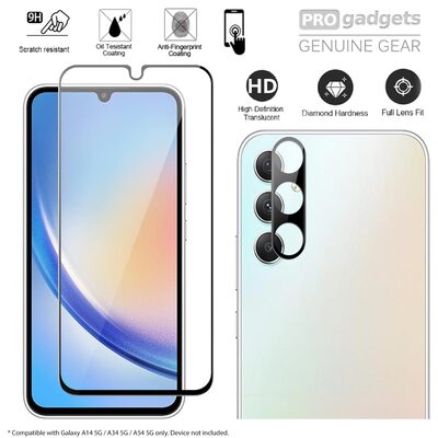Full Cover Tempered Glass Screen Protector & Camera Lens Tempered Glass Protector for Galaxy A34 5G