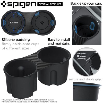 SPIGEN TO210 Center Console Cup Holder Insert Carbon Edition for Tesla Model 3 / Y
