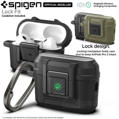 SPIGEN Lock Fit Case for AirPods Pro 2 (2022/2023) (USB-C/Lightening Cable)