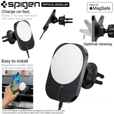 SPIGEN OneTap 15W Wireless Charger ITM12W Magnetic MagSafe Car Mount Air Vent Holder for MagSafe Compatible iPhone