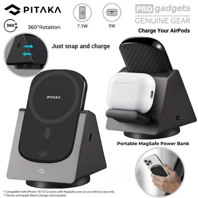 Pitaka MagEZ Slider 2 MagSafe Compatible iPhone AirPods Wireless Charger Holder 4000mAh Powerbank