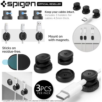 SPIGEN LD102 Magnetic USB 3PCS Single Cable Holder Organizer
