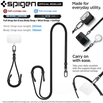 SPIGEN Full Strap Set (Cross Body Strap + Wrist Strap + ConTag) for Universal Phone Case