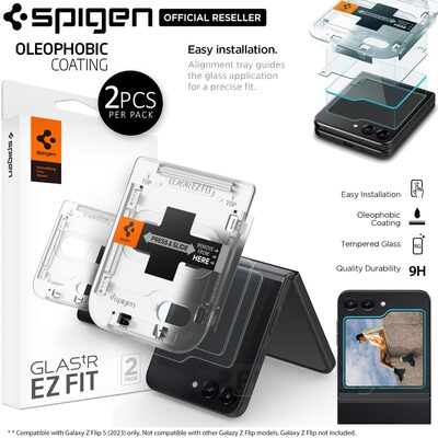 SPIGEN Glas.tR EZ Fit 2PCS Glass Front Screen Protector for Samsung Galaxy Z Flip 5
