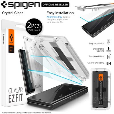 SPIGEN Glas.tR EZ Fit 2PCS Glass Front Screen Protector for Samsung Galaxy Z Fold 5
