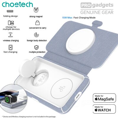 Choetech T324 3 in 1 Magsafe Compatible & MFi Wireless Charger