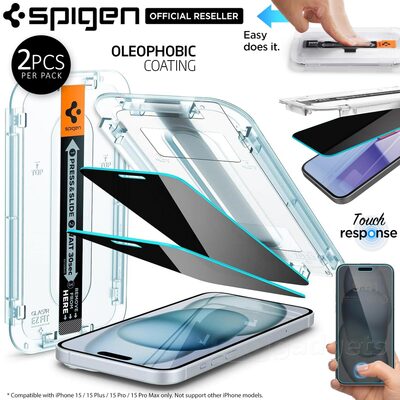 SPIGEN GLAS.tR EZ Fit Privacy 2PCS Glass Screen Protector for iPhone 15