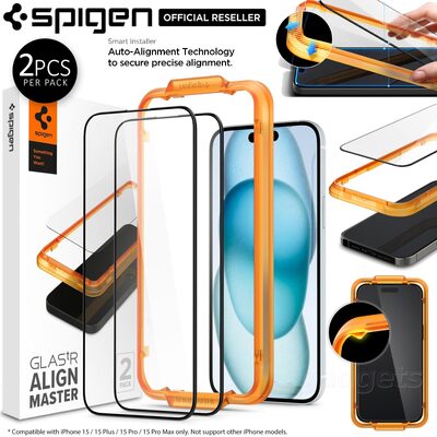 SPIGEN GLAS.tR AlignMaster Full Cover 2PCS Glass Screen Protector for iPhone 15