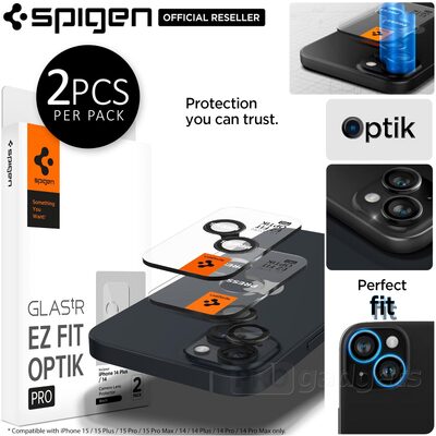 SPIGEN GLAS.tR EZ Fit Optik Pro 2PCS Glass Camera Lens Protector for iPhone 15 / 15 Plus / 14 / 14 Plus