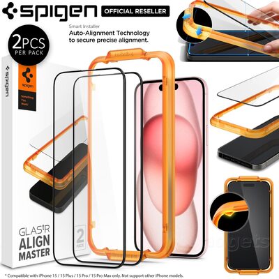 SPIGEN GLAS.tR AlignMaster Full Cover 2PCS Glass Screen Protector for iPhone 15 Plus