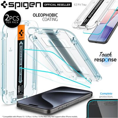 SPIGEN GLAS.tR EZ Fit 2PCS Glass Screen Protector for iPhone 15 Pro