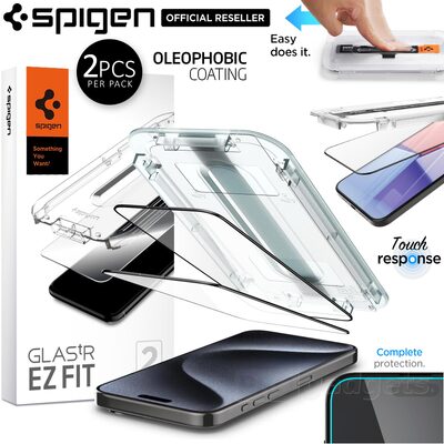 SPIGEN GLAS.tR EZ Fit Full Cover 2PCS Glass Screen Protector for iPhone 15 Pro