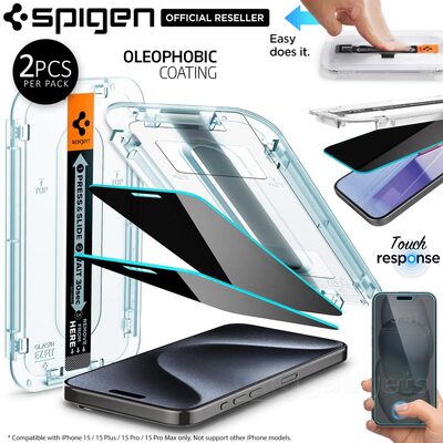 SPIGEN GLAS.tR EZ Fit Privacy 2PCS Glass Screen Protector for iPhone 15 Pro