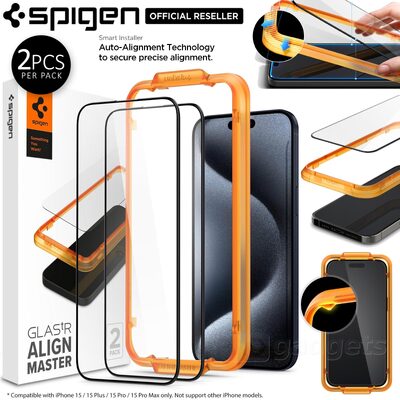 SPIGEN GLAS.tR AlignMaster Full Cover 2PCS Glass Screen Protector for iPhone 15 Pro