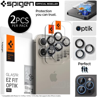 SPIGEN GLAS.tR EZ Fit Optik Pro Zero One Edition 2PCS Glass Camera Lens Protector for iPhone 15 Pro / 15 Pro Max / 14 Pro / 14 Pro Max