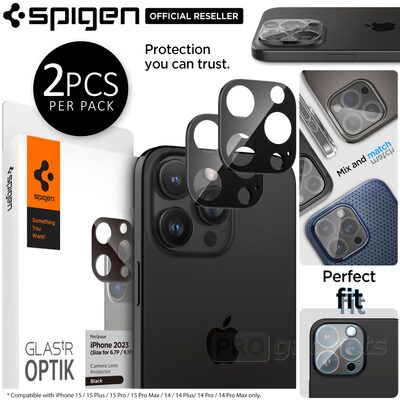 SPIGEN GLAS.tR Optik 2PCS Glass Camera Lens Protector for iPhone 15 Pro / 15 Pro Max / 14 Pro / 14 Pro Max