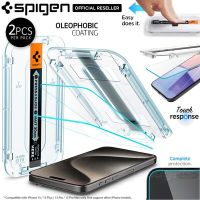 SPIGEN GLAS.tR EZ Fit 2PCS Glass Screen Protector for iPhone 15 Pro Max