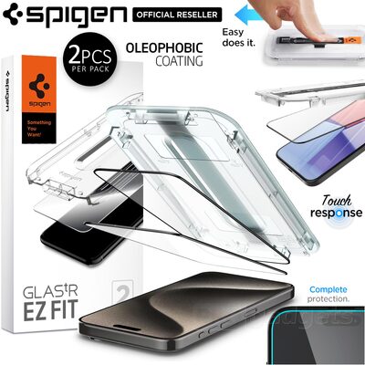 SPIGEN GLAS.tR EZ Fit Full Cover 2PCS Glass Screen Protector for iPhone 15 Pro Max