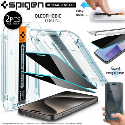 SPIGEN GLAS.tR EZ Fit Privacy 2PCS Glass Screen Protector for iPhone 15 Pro Max