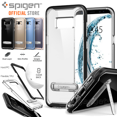 Galaxy S8 Plus case, Genuine SPIGEN Crystal Hybrid Metal Kickstand Cover