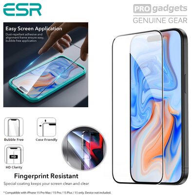 ESR Full Cover Tempered Glass Screen Protector with Installation Frame for iPhone 15 Plus