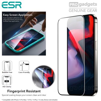 ESR Full Cover Tempered Glass Screen Protector with Installation Frame for iPhone 15 Pro Max