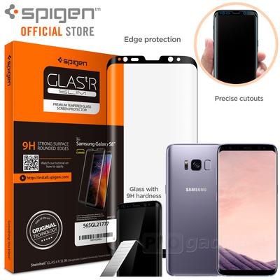 Samsung Galaxy S8 Screen Protector, Genuine SPIGEN Full Cover Tempered Glass