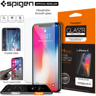 iPhone X Screen Protector, Genuine SPIGEN GLAS.tR Slim 9H Tempered Glass for Apple