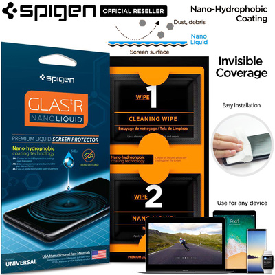 Genuine SPIGEN Screen Protector GLAS.tR Nano Liquid Invisible for iPhone/Galaxy